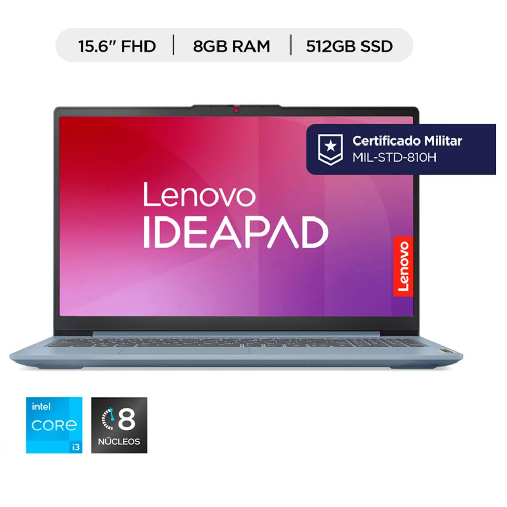 LENOVO 3 15AN8 • Core® i3 - 13va Gen, 8 Nucleos (Reales), SSD 512GB, RAM 8GB, Gi 4GB, WIN 11, FULL HD 15.6" ci • NUEVO