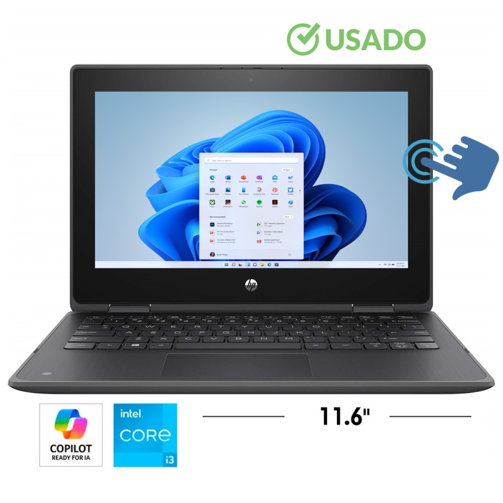 HP X360 2 En 1 • Core® i3 - 10ma Gen, SSD 128GB, RAM 8GB, Gi 4GB, WINDOWS 11, TACTIL LED HD 11.6" • USADO HP X360 2 En 1 • Core® i3 - 10ma Gen, SSD 128GB, RAM 8GB, Gi 4GB, WINDOWS 11, TACTIL LED HD 11.6" • USADO