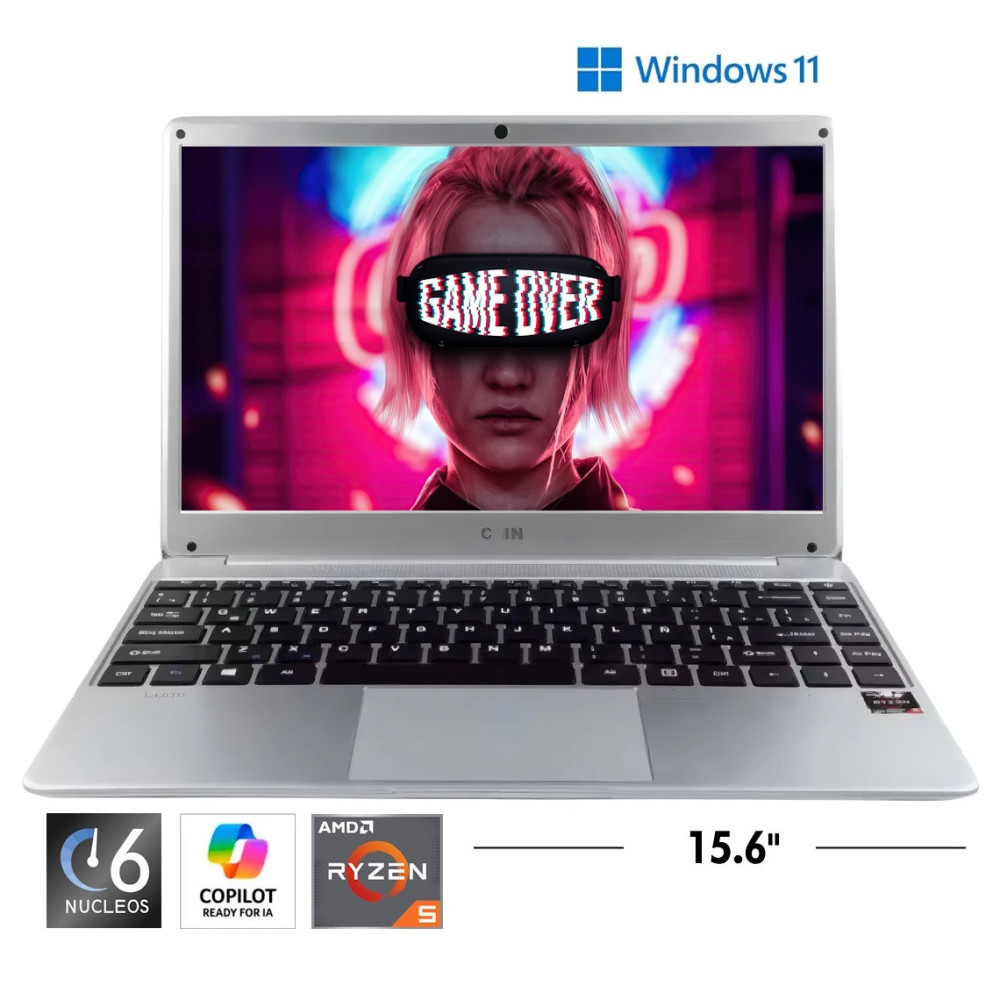 COIN LUMIR5 • AMD® Ryzen5 7430U - 6 Nucleos (Reales), SSD 512GB, RAM 16GB, Gi 8GB, WIN 11 PRO, HD 15.6" • NUEVO