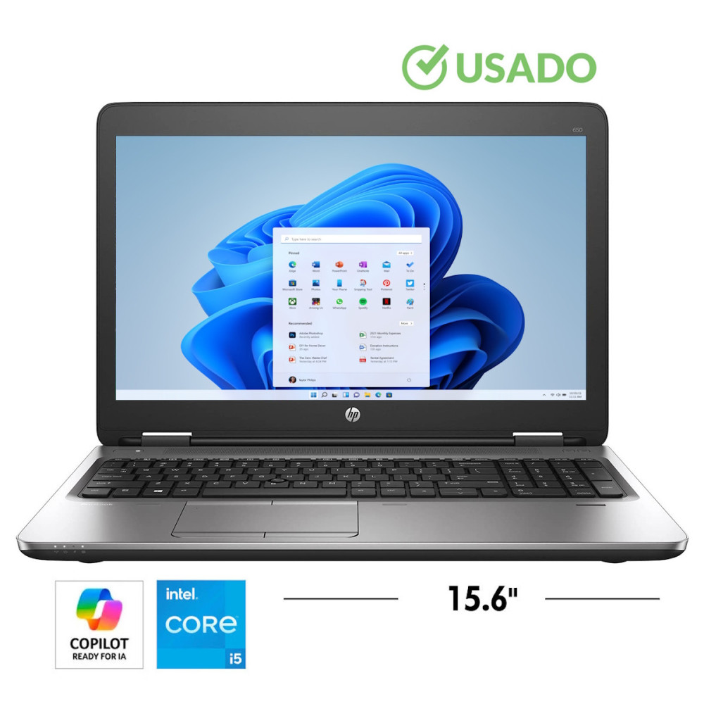 HP 650 G2 • Core® i5 - 6ta Gen, SSD 256GB , RAM 16GB, Gi 8GB, WIN 11 PRO, FULL HD 15.6" • USADO HP 650 G2 • Core® i5 - 6ta Gen, SSD 256GB , RAM 16GB, Gi 8GB, WIN 11 PRO, FULL HD 15.6" • USADO