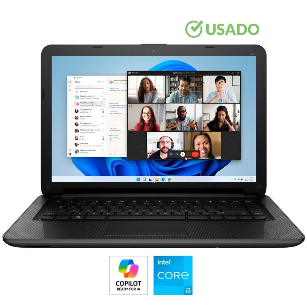 HP 240 G4 • Core® i3 - 5ta Gen - DISCO 128GB SSD | RAM 8GB | TGi 2GB | WIN 11 Pro | LED HD 14" • USADO
