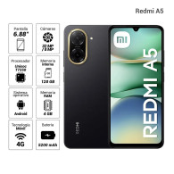 XIAOMI REDMI A5 • Octa-Core (1.8 GHz) - 128GB | 4GB RAM | 4G LTE | HD+ 6.8" • NUEVO