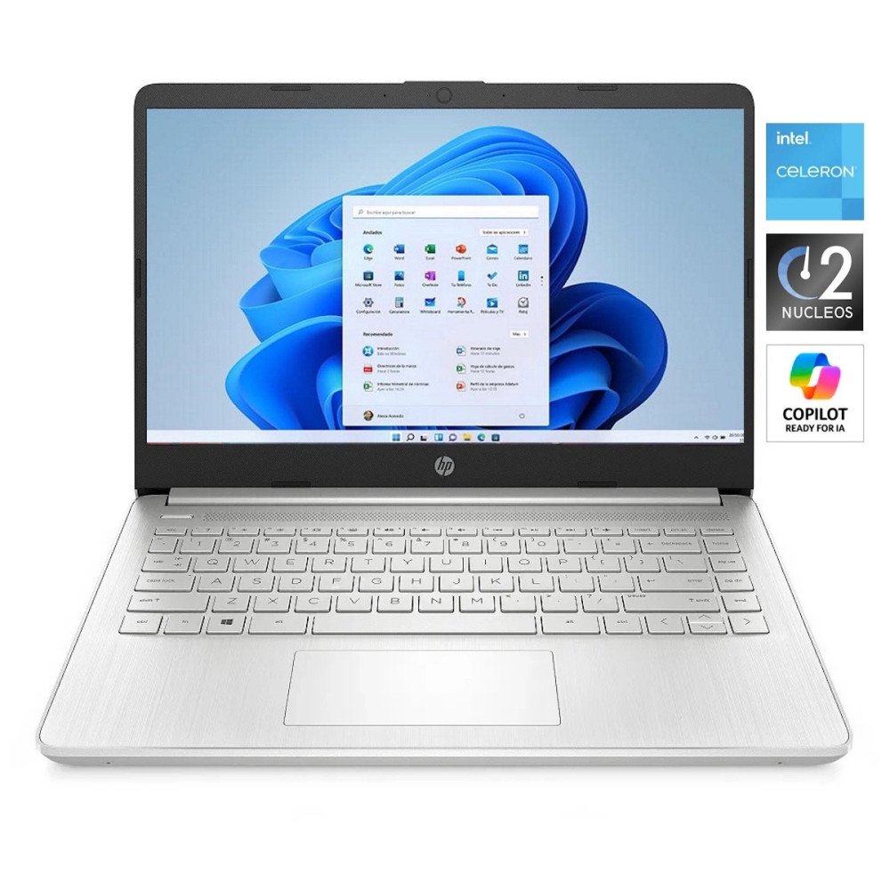 HP 14-DQ3502 • Intel® N4500 - 2Núcleos (Reales) - SSD 512GB | RAM 8GB | Gi 4GB | WIN 11 | HD 14" • NUEVO