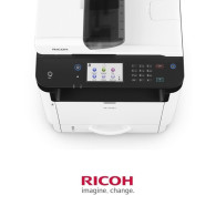 RICOH M320F • LASER NEGRO Multifuncional, Duplex Imp, OFICIO ADF, RED, AMPLIACION • NUEVA