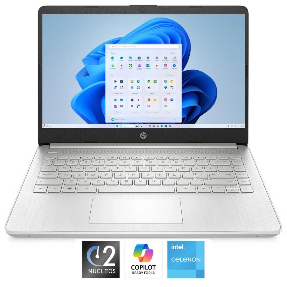 HP 14-DQ3502 • Intel® N4500 - 2Núcleos (Reales) - SSD 512GB | RAM 8GB | Gi 4GB | WIN 11 | HD 14" • NUEVO