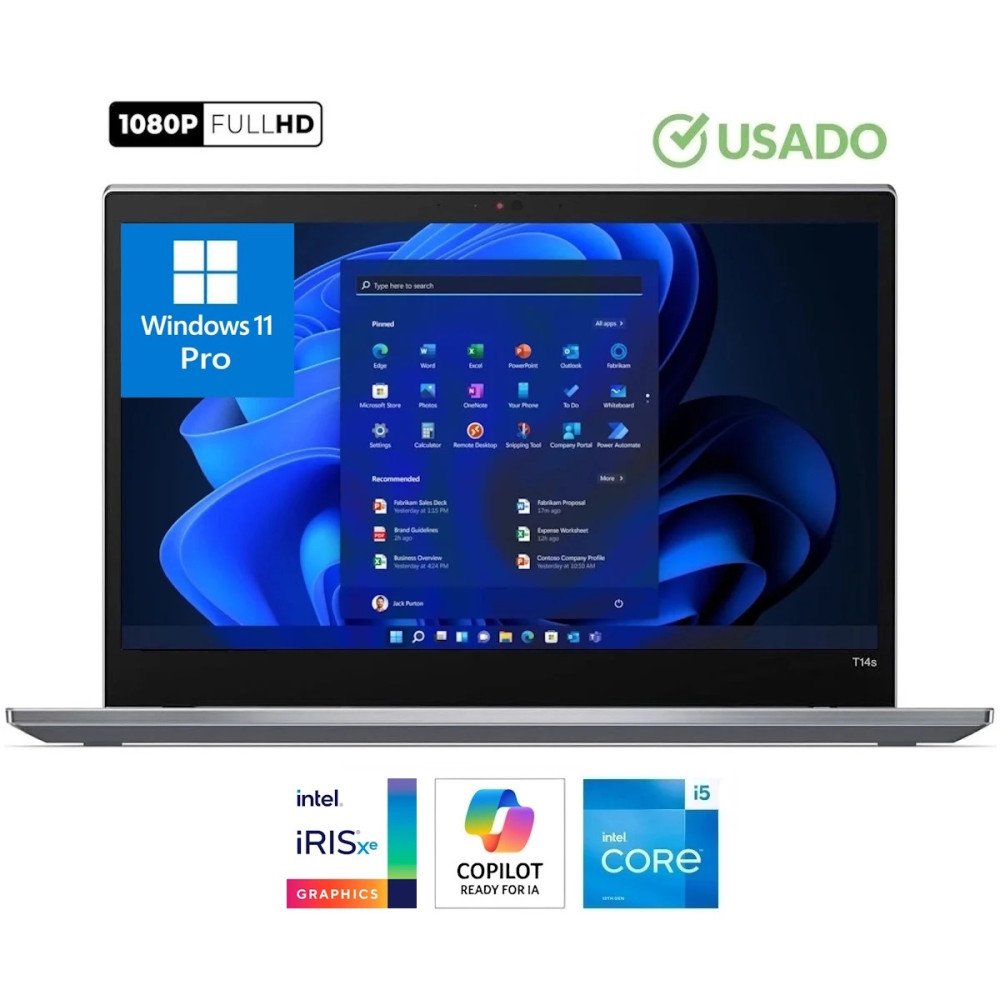 LENOVO T14S • Core® i5 - 12va Gen, 10 Nucleos (Reales) - SSD 512GB | RAM 16GB | Gi 8GB | WIN 11 Pro | TACTIL FULL HD 14" • USADO